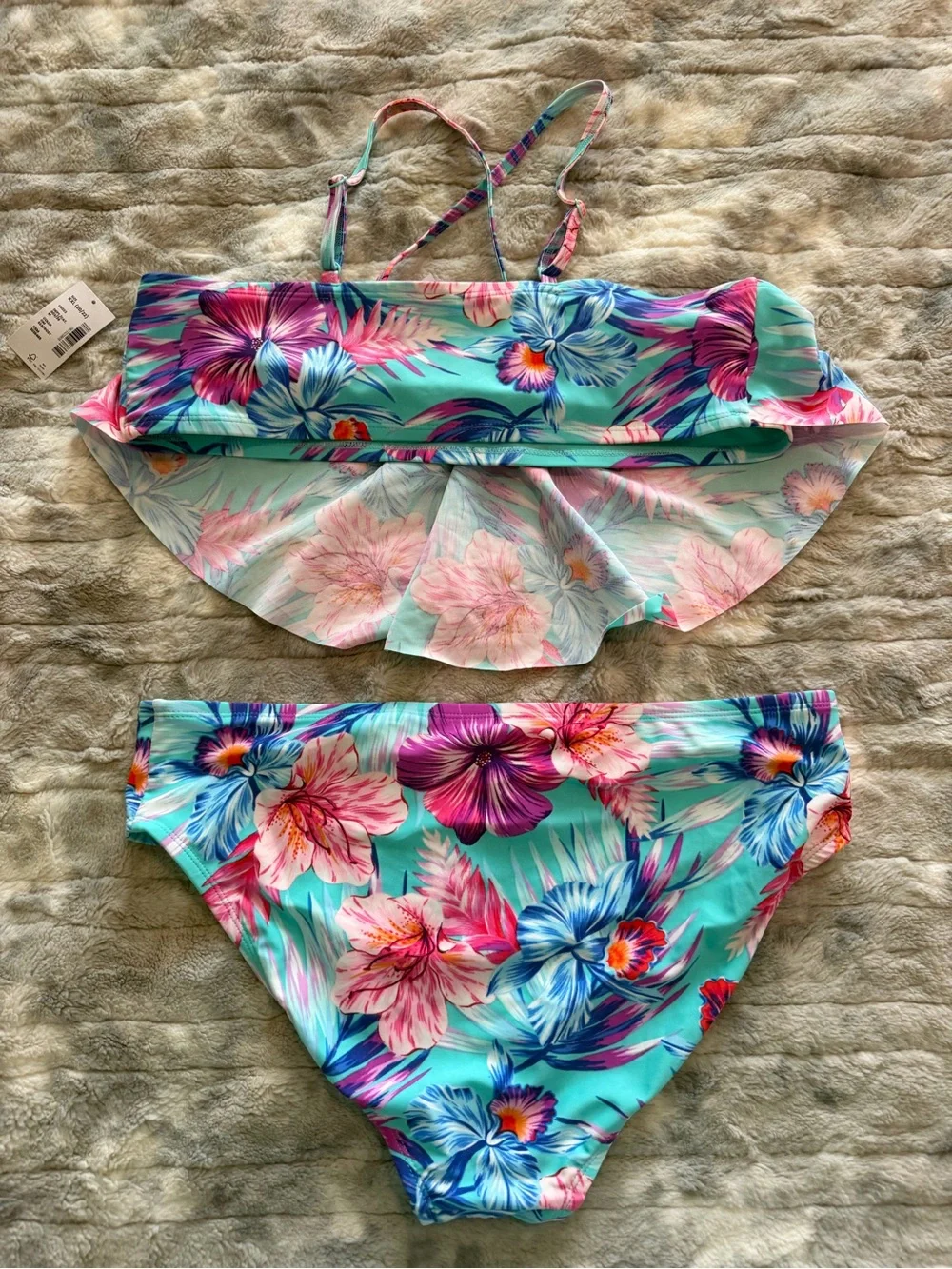 Sugar & Jade Floral Ruffle Two-Piece Girls Swim Set XXL 20/22 NWT